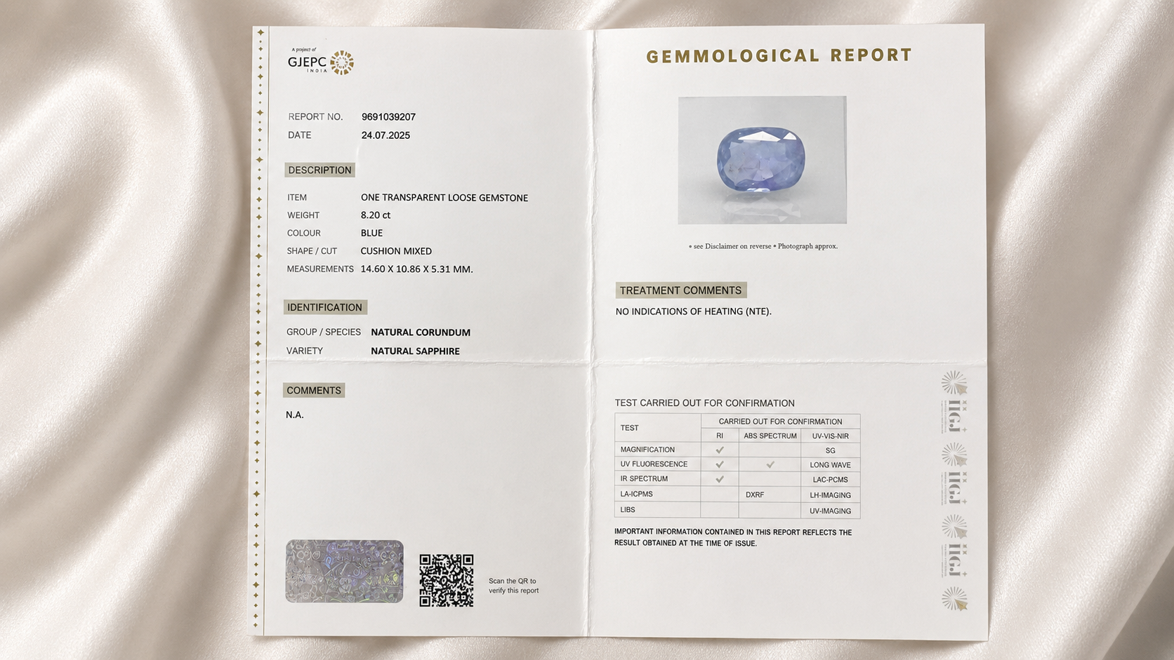 Natural Blue Sapphire 8.20 Cts - Image 3