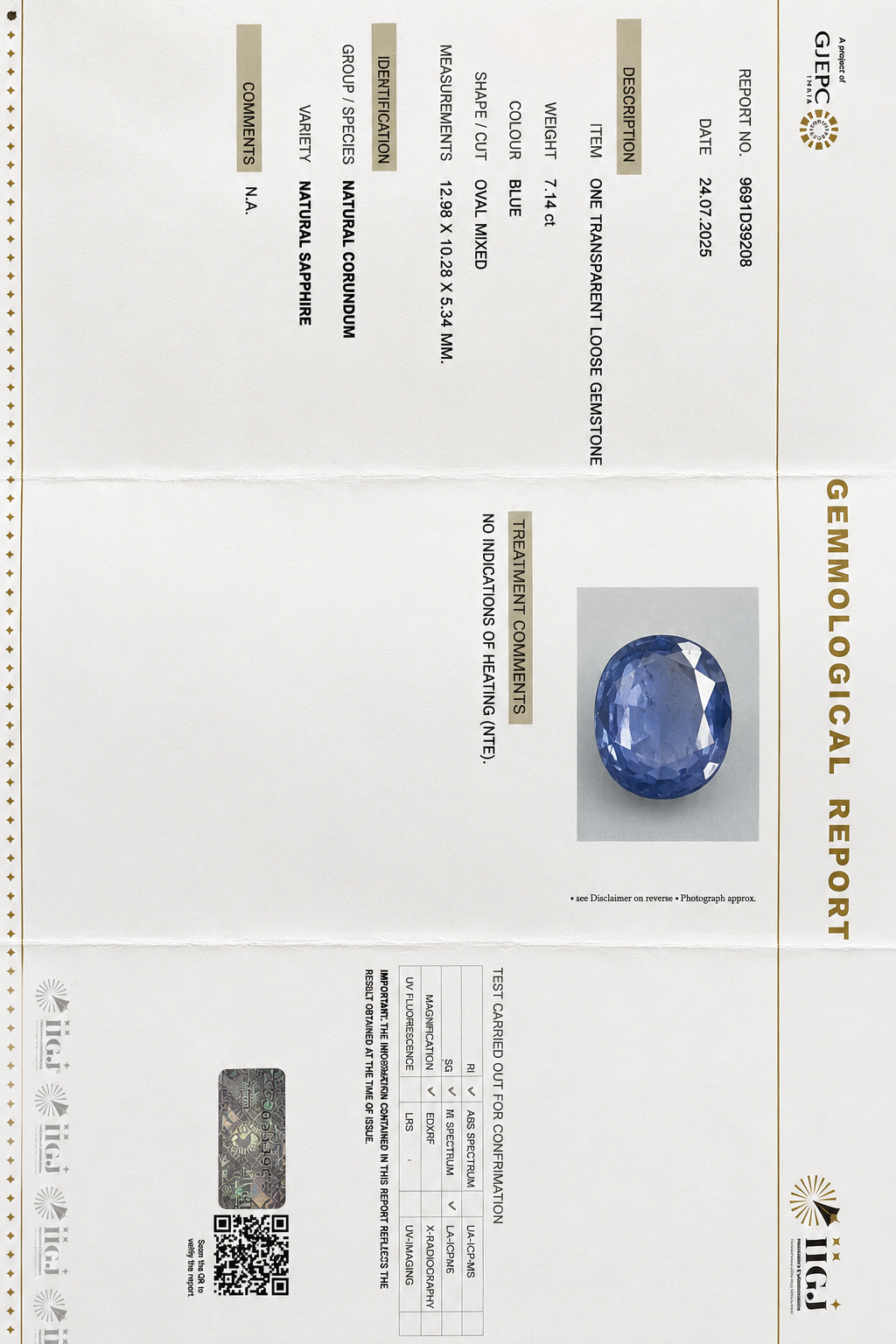 Natural Blue Sapphire 7.14 Cts - Image 5